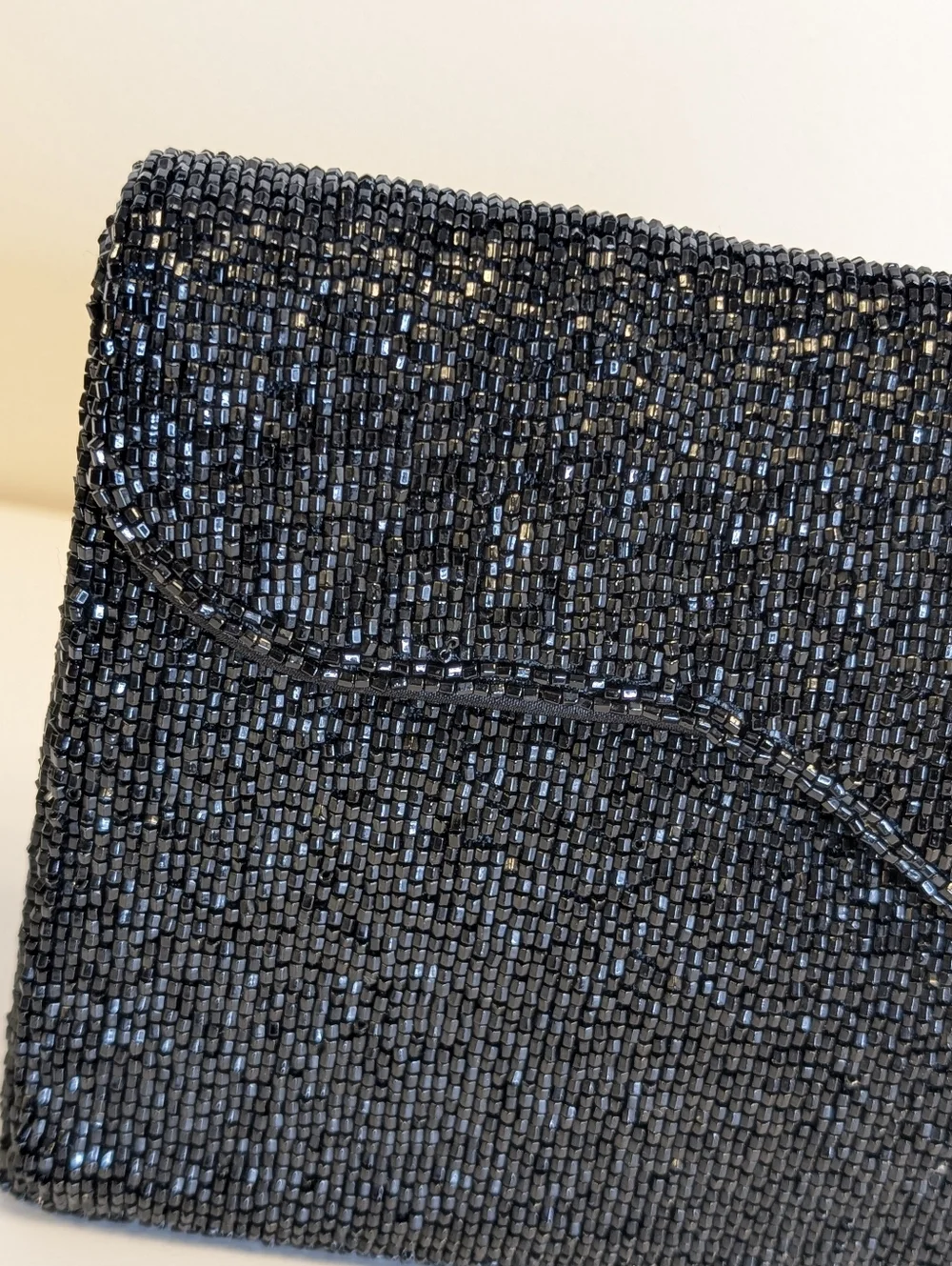 Vintage Genie Beaded Clutch Black Evening Bag Made Korea Formal Cocktail Purse